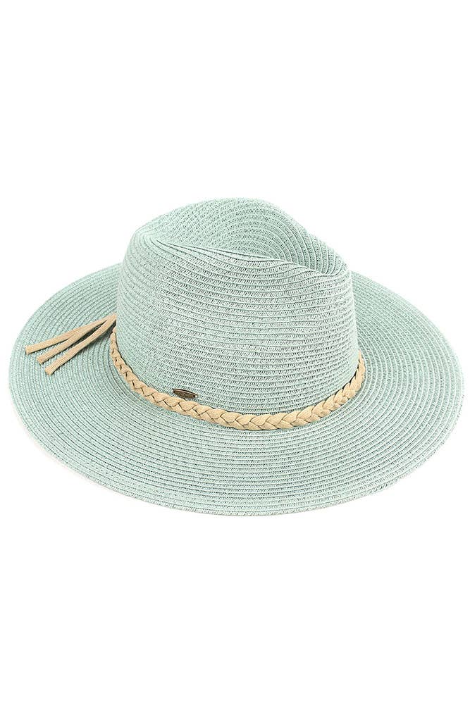 C.C Straw Panama Hat with Tied Ribbon