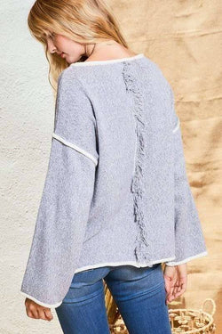 Image of Contrast Pipping Oversize Solid Sweater