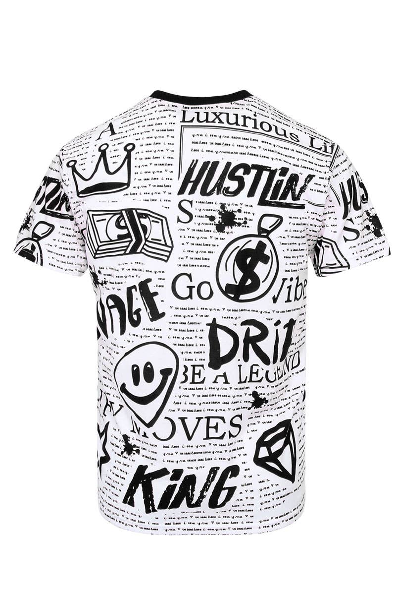 All Over Doodle Print T-Shirts Pre-Pack