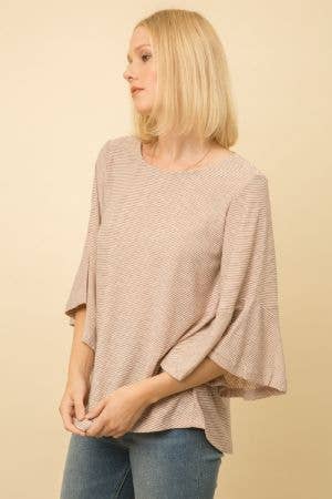 Striped Peasant Top - Blush