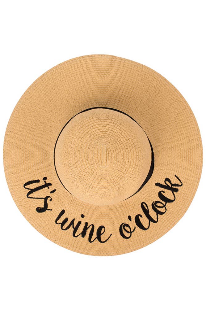 C.C Spring Summer Lettering Straw Brim Hat with Ribbon Band: Aloha Beaches