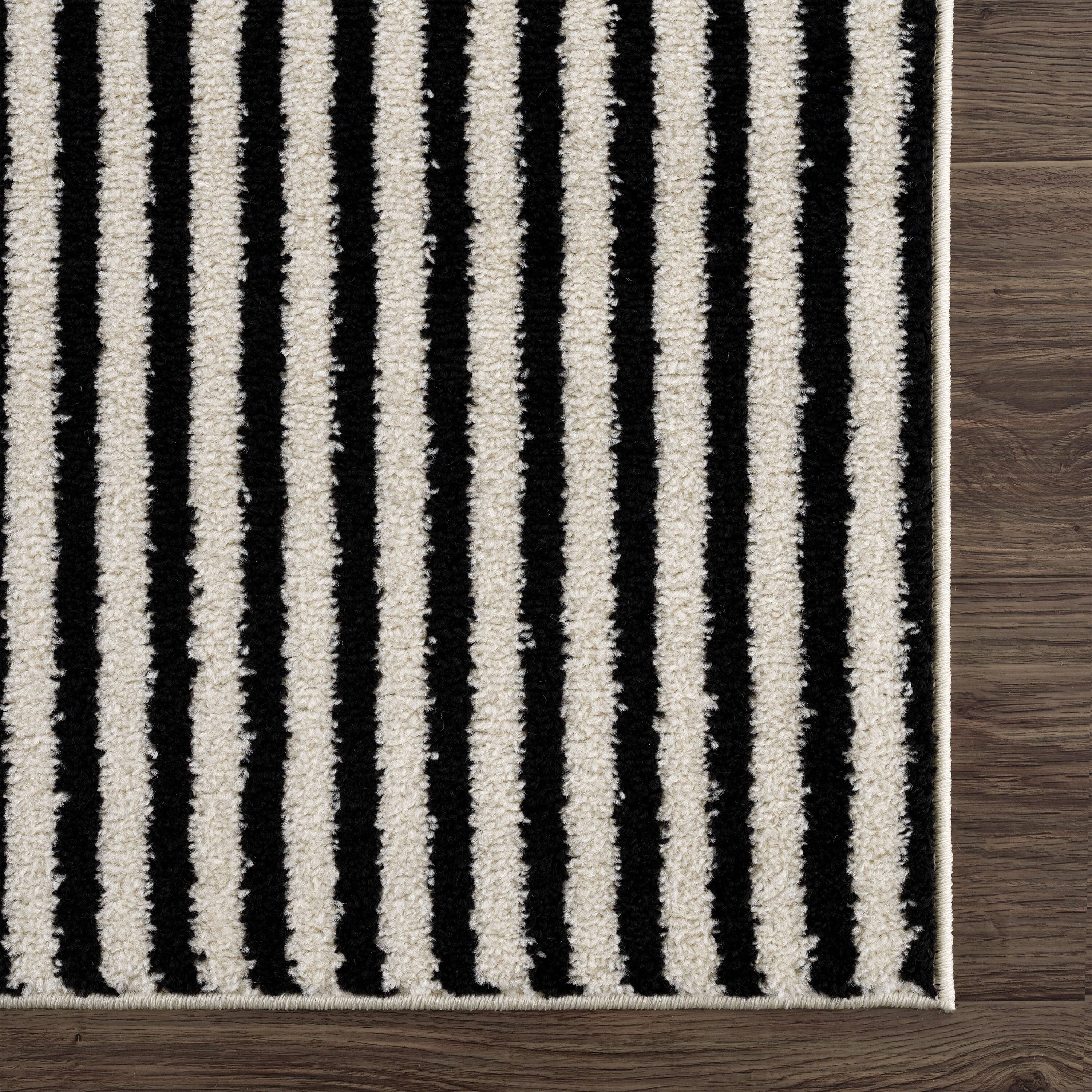 Abani Rugs Nordic NOR110A Cream Black Lines Color Block Rug