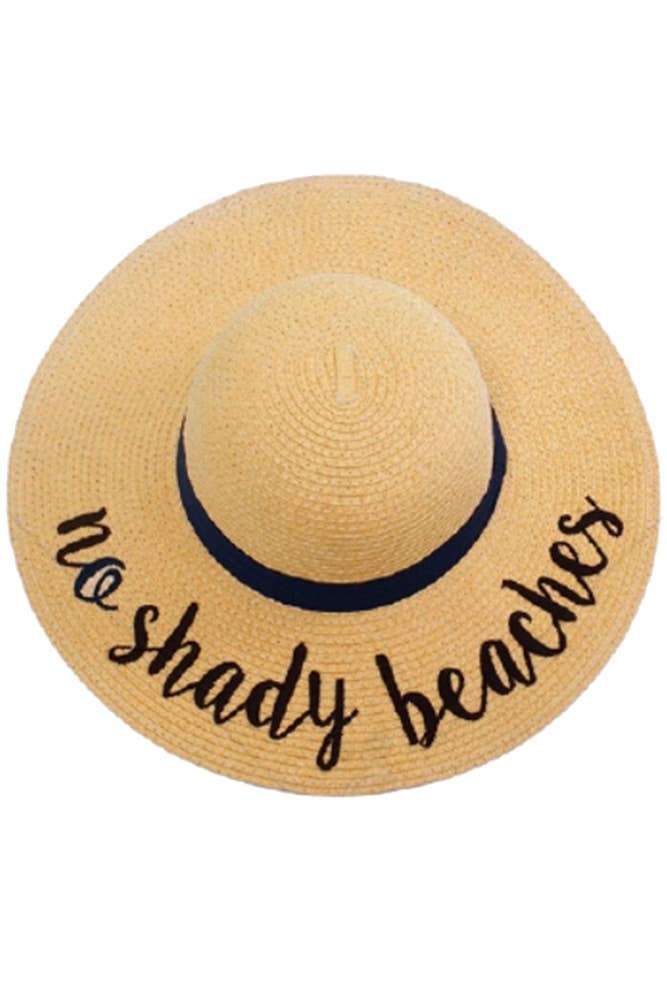 C.C Spring Summer Lettering Straw Brim Hat with Ribbon Band: Aloha Beaches