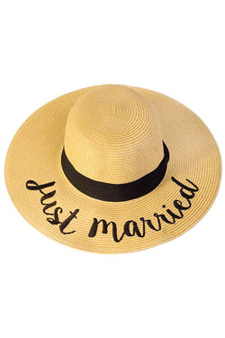 Image of C.C Spring Summer Lettering Straw Brim Hat with Ribbon Band: Aloha Beaches