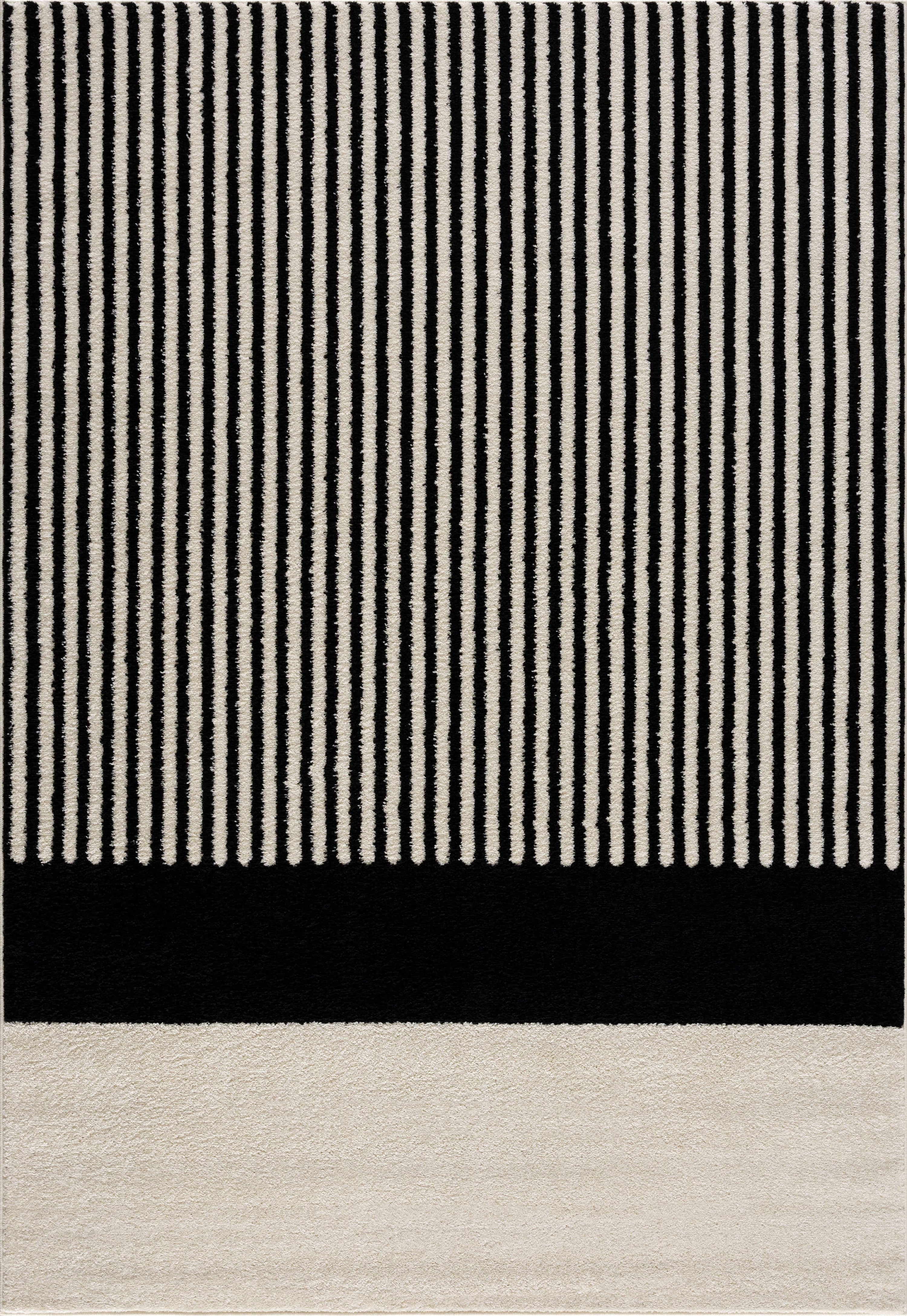 Abani Rugs Nordic NOR110A Cream Black Lines Color Block Rug