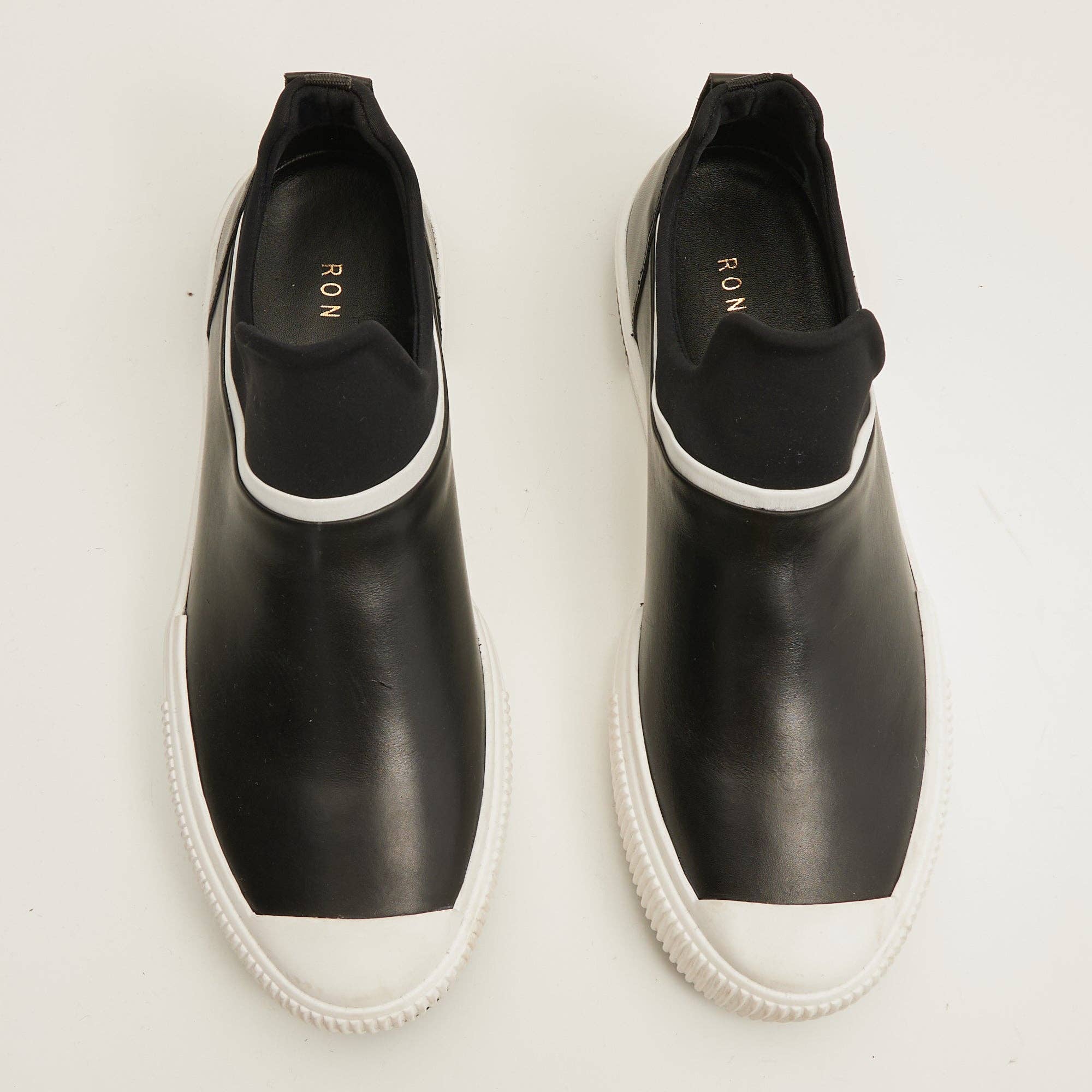 N° D2166T Leather & Neoprene skate slip ons - BLACK