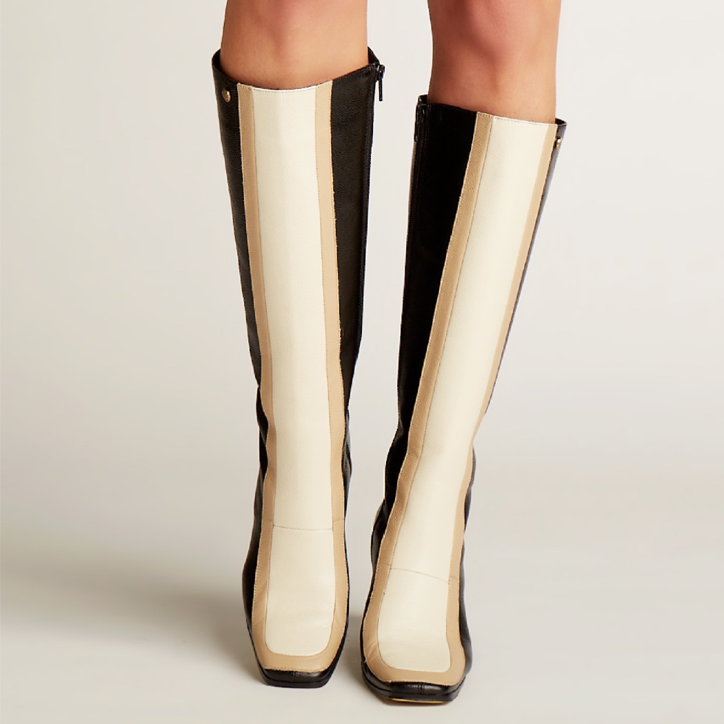 Revival boots in black/tan arequipe/ivory leathe1