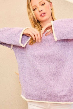 Image of Contrast Pipping Oversize Solid Sweater