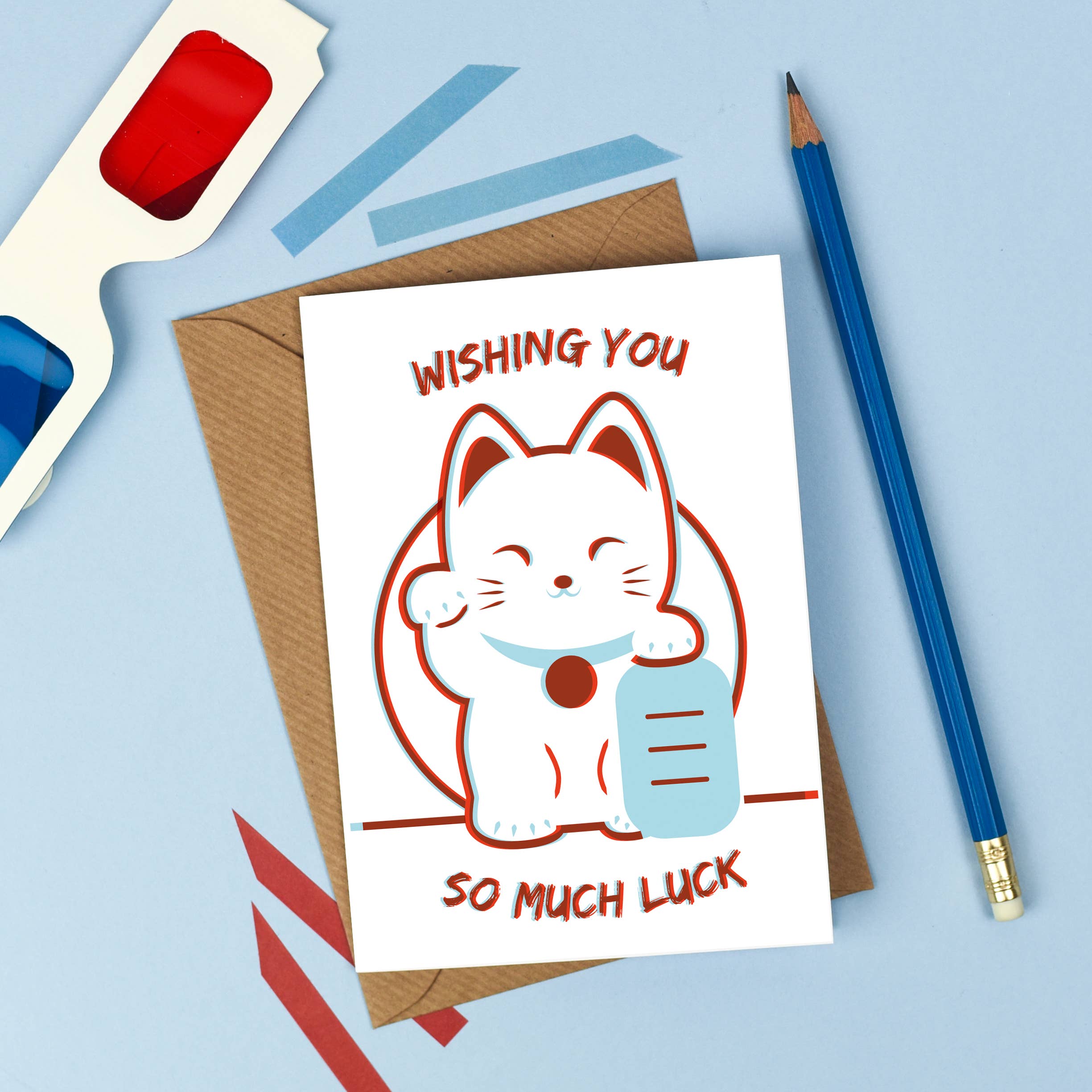 3D Lucky Cat Good Luck Card