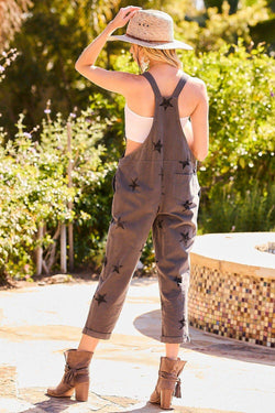 Image of AdjustableStrap SideBackPocketsStarOverallJumpsuit