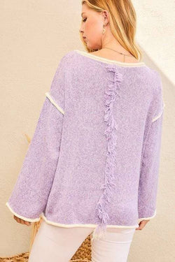 Image of Contrast Pipping Oversize Solid Sweater