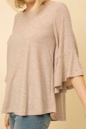 Striped Peasant Top - Blush