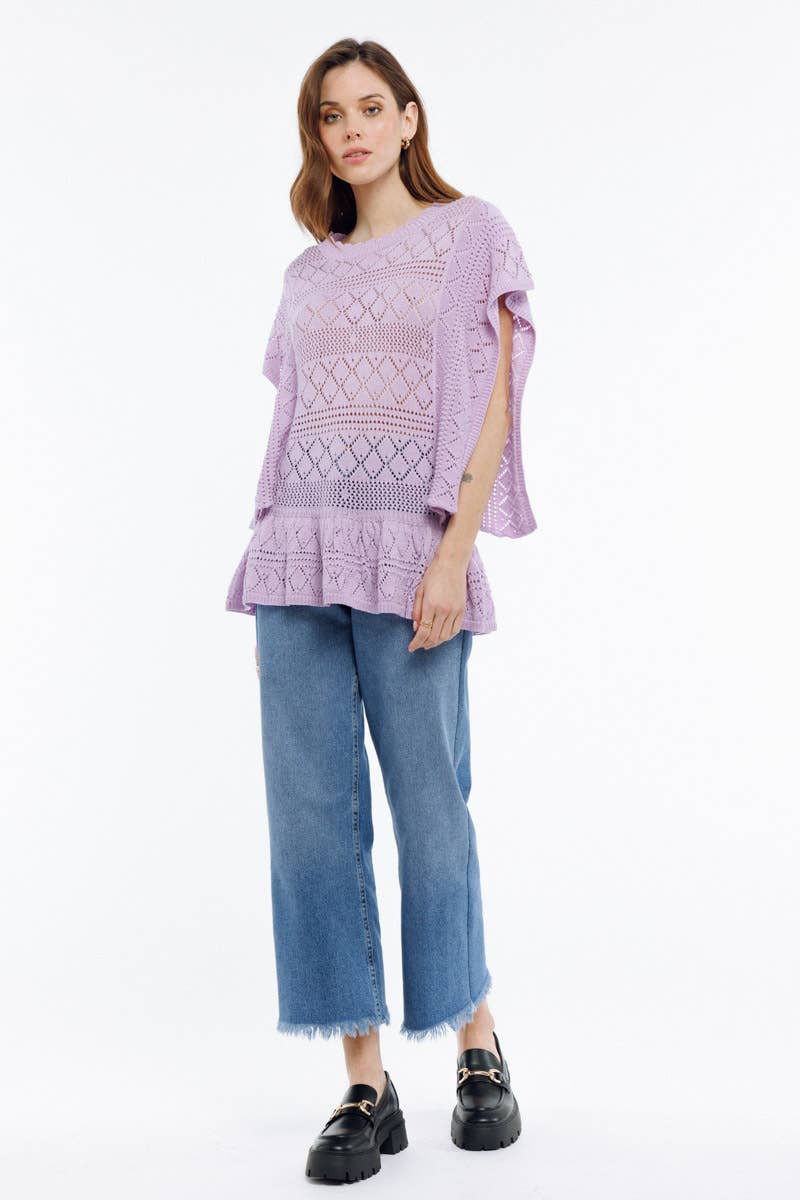 Crochet style knit top - PANAJ