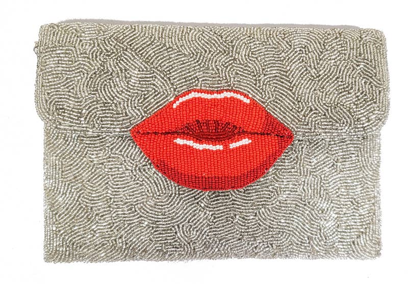 A NEW ARRIVAL BEADED LIP CLUTCH