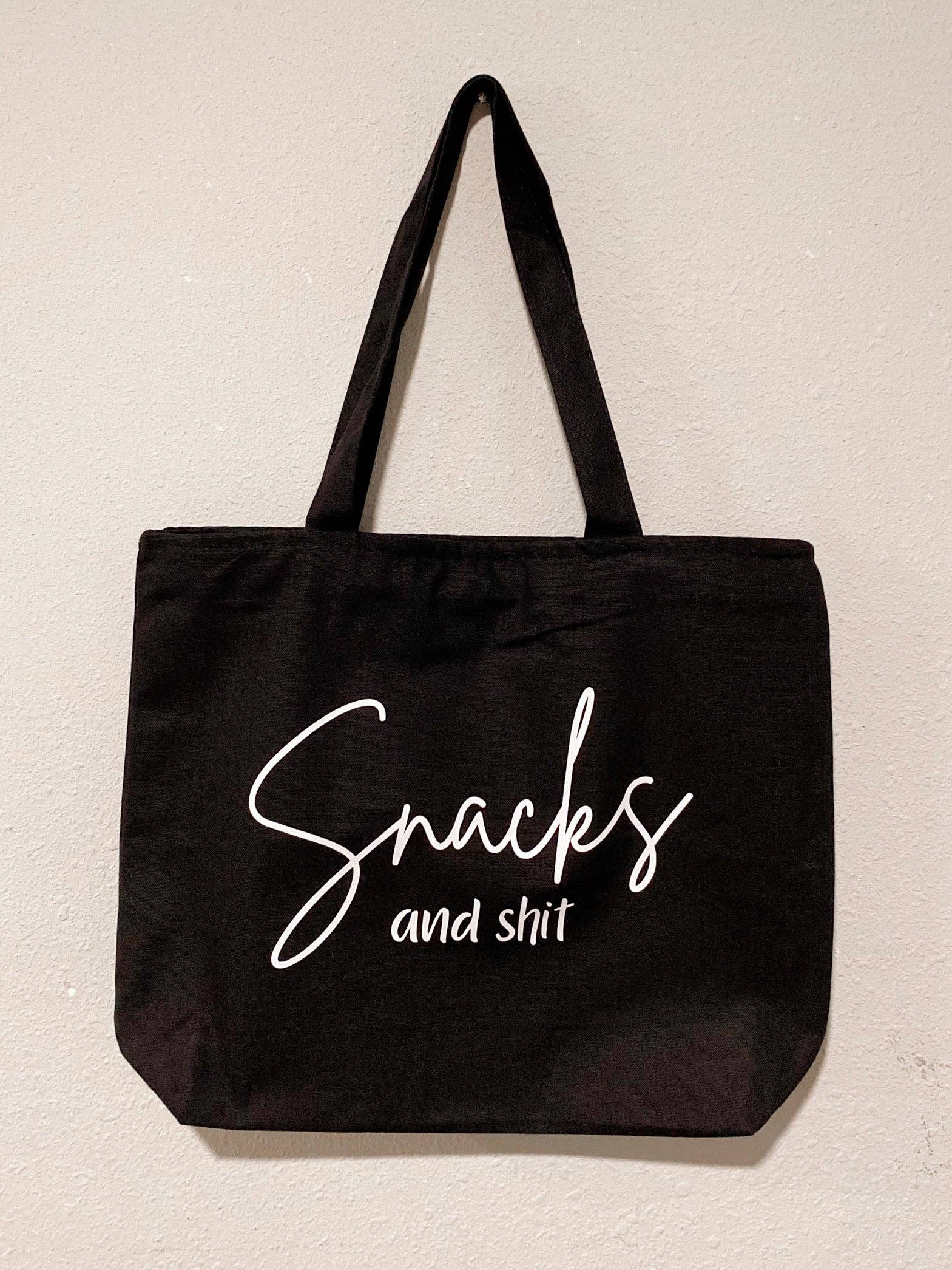 Snacks and Shit XL jumbo Mom Tote Bag