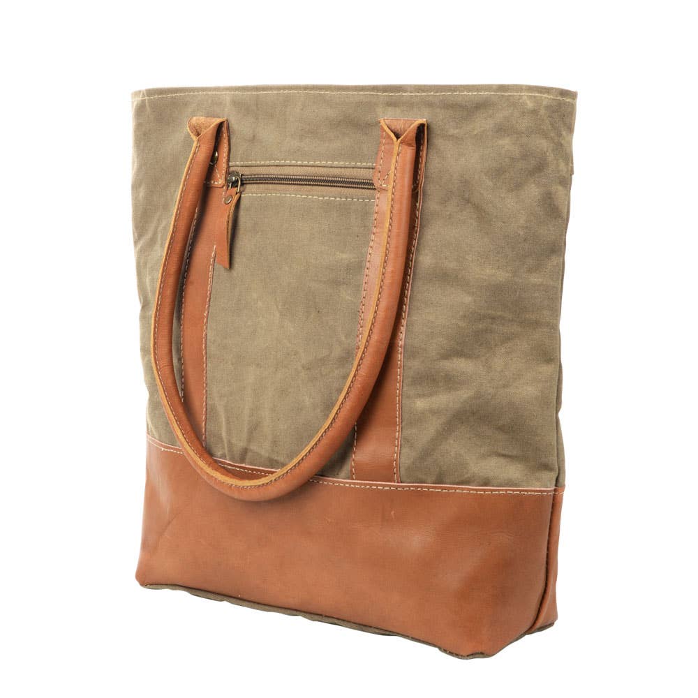 Plain Canvas Tote With Leather