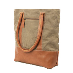 Image of Plain Canvas Tote With Leather