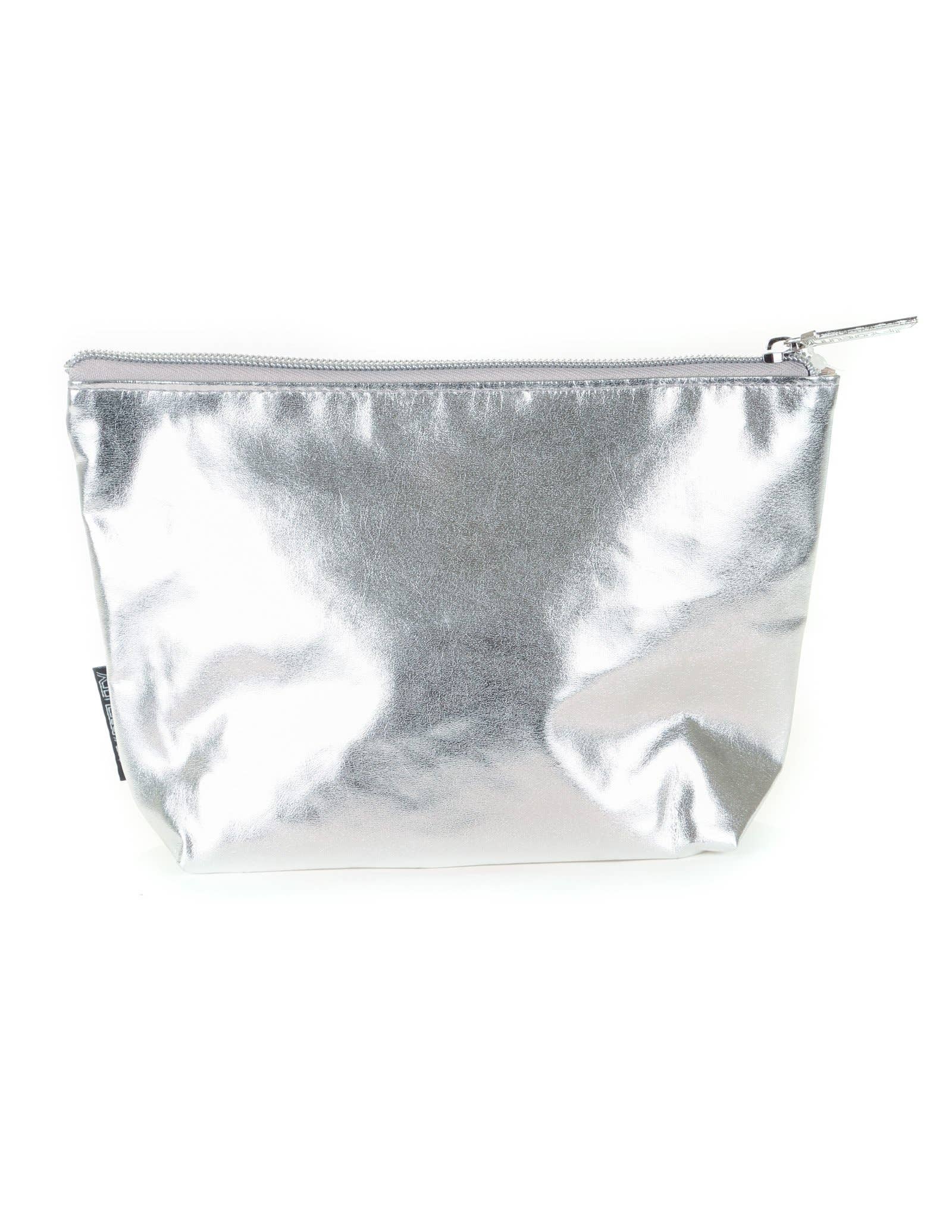 83502: Make-Up Cosmetic Bag | Zip Pouch | METALLIC Silver