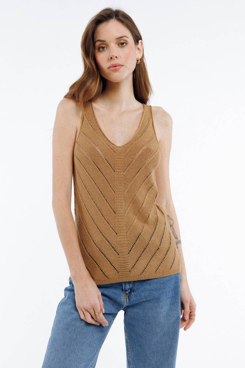 V-neck mesh tank top - PIVE