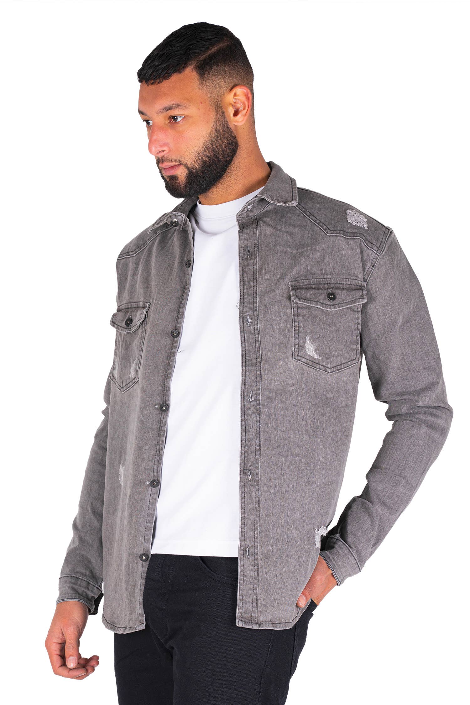 Black Industry 5318 Grey Denim Shirt