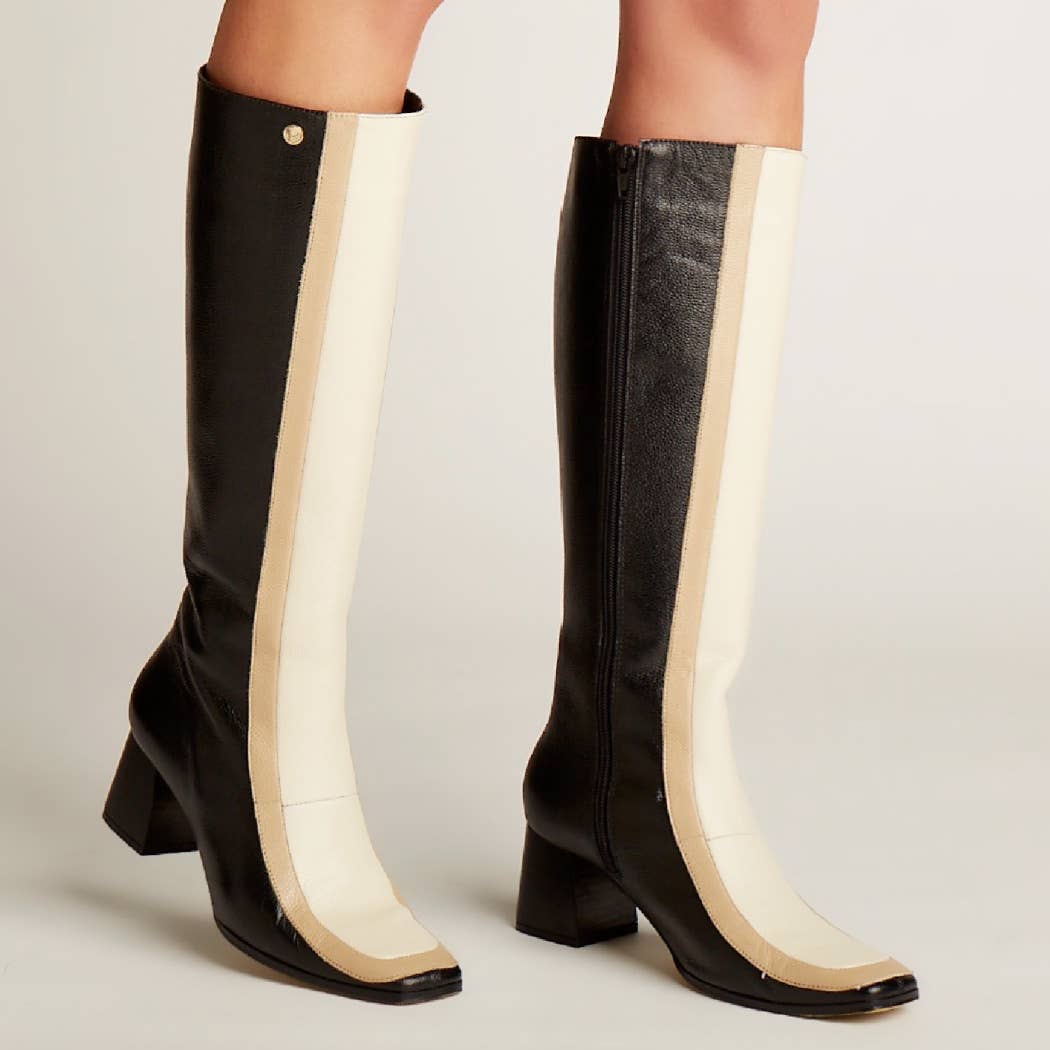 Revival boots in black/tan arequipe/ivory leathe1