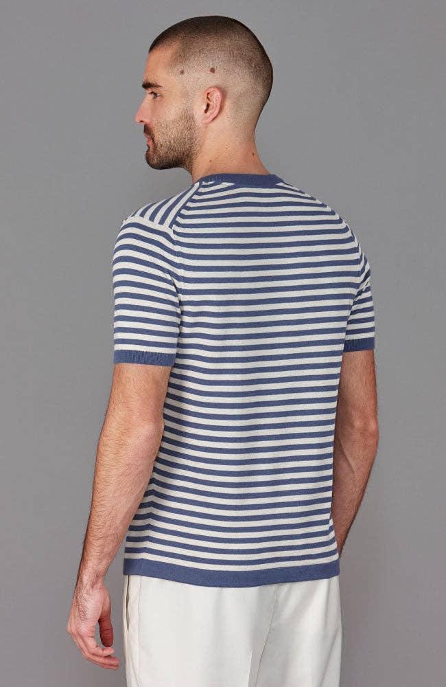 Mens 100% Ultra-Fine Cotton Knitted Breton T-Shirt