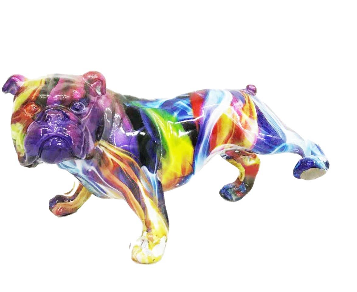 Painted Smoke Art Bull Dog w/Leg Up Sculpture - 10.5