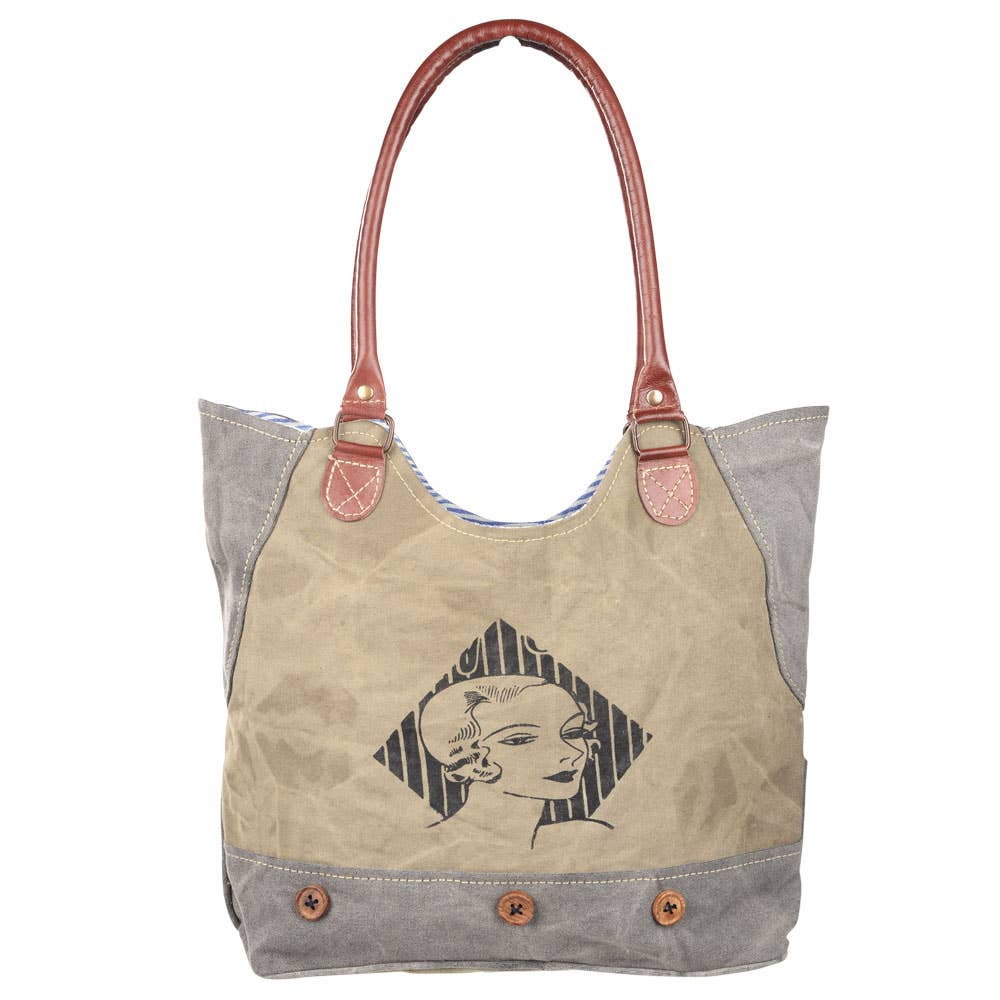 Vintage Portrait Canvas Tote