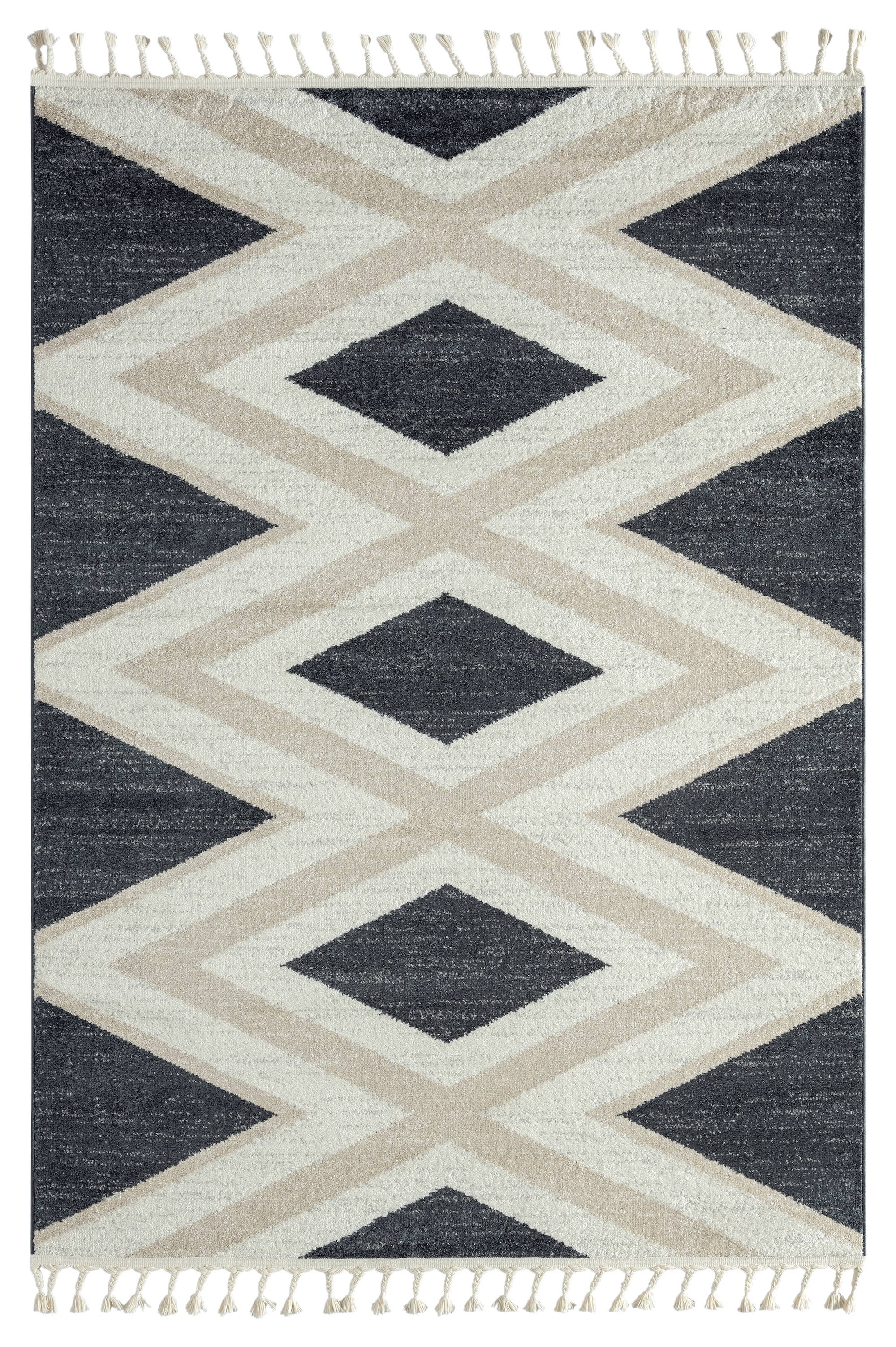 Tulum TUL130A Contemporary Grey & Cream ZigZag Rug