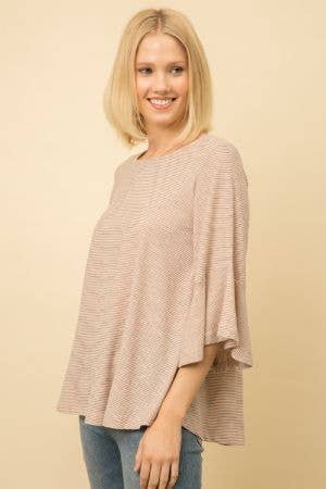 Striped Peasant Top - Blush