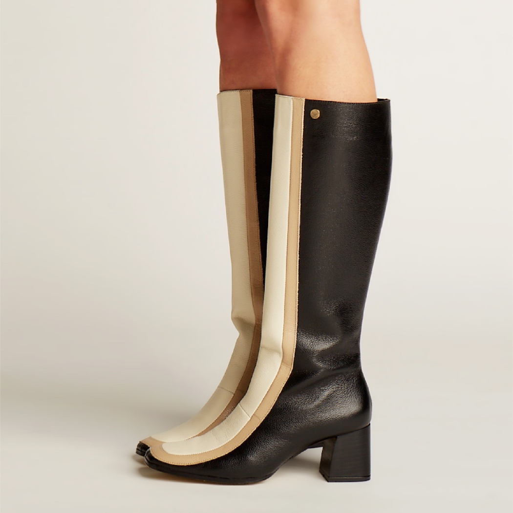 Revival boots in black/tan arequipe/ivory leathe1