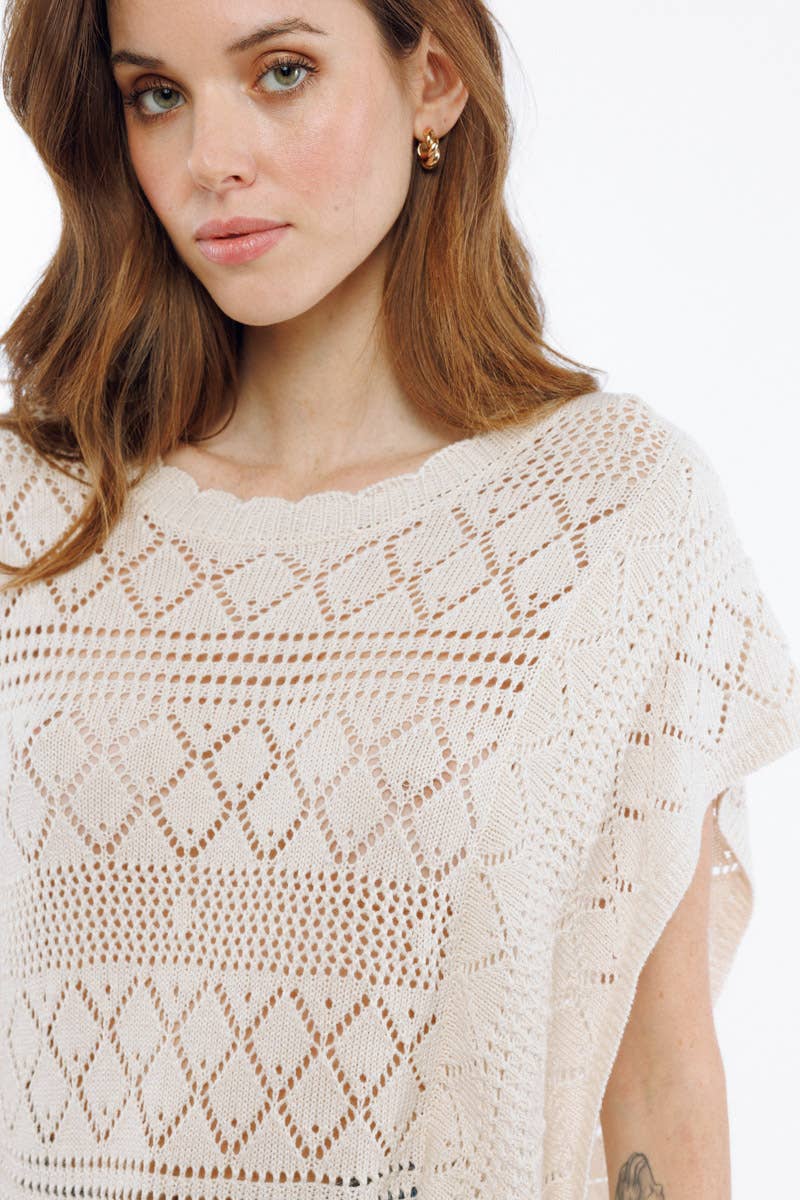 Crochet style knit top - PANAJ