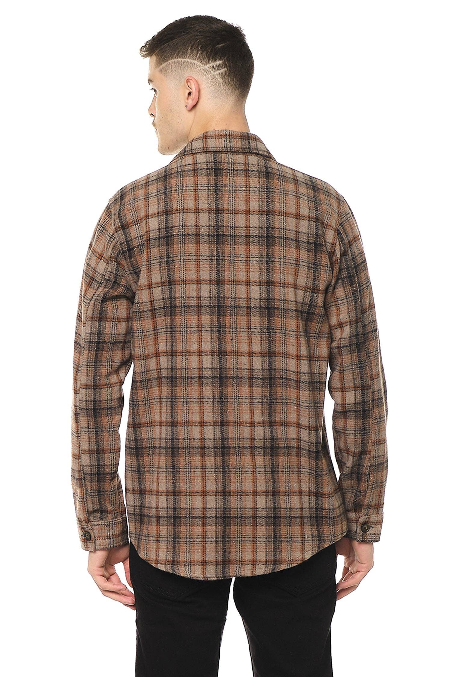 Sartre Woodsman Flannel Shirt - STONE TILE