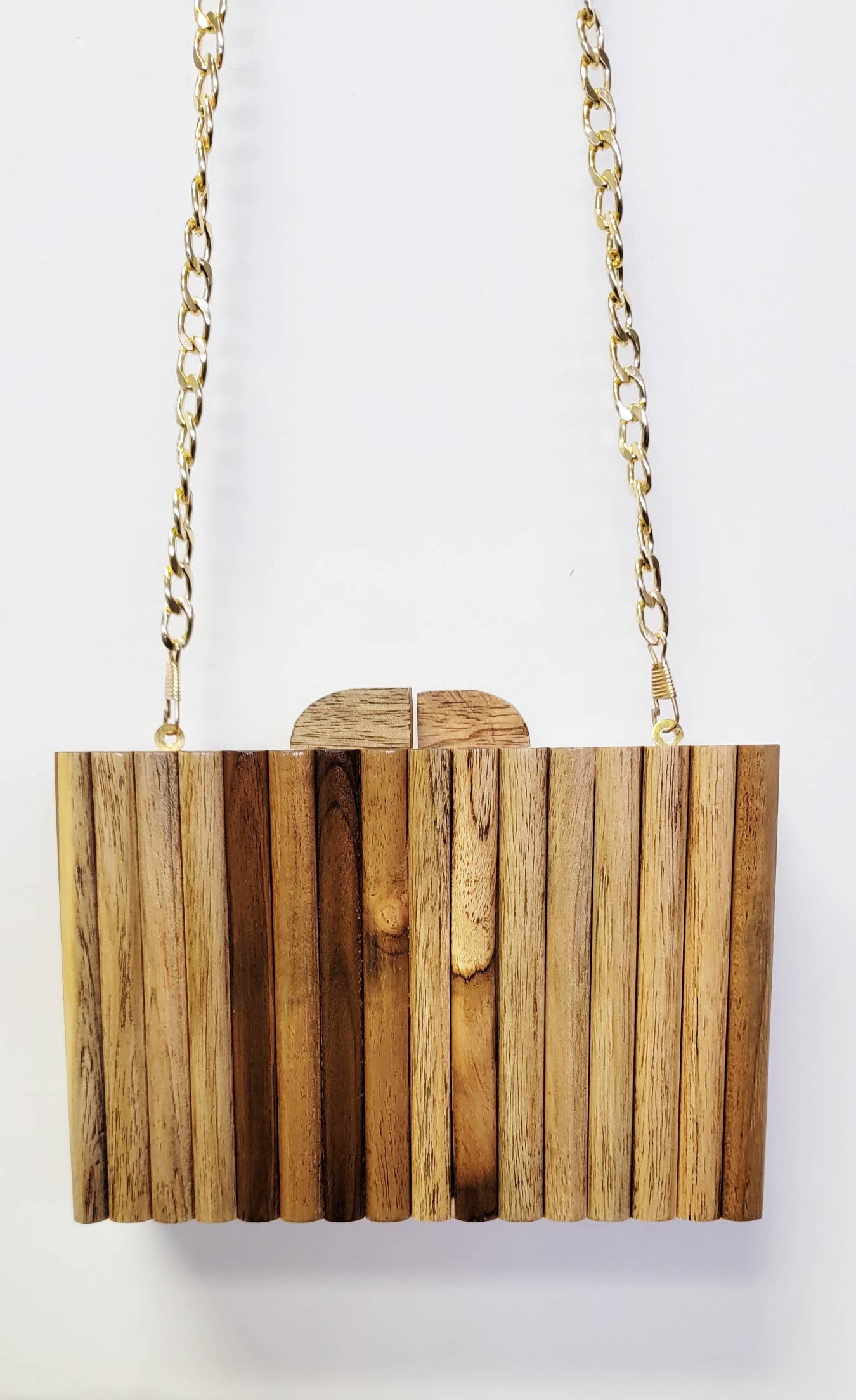 BOX BAG WOOD STRIPE CLUTCH