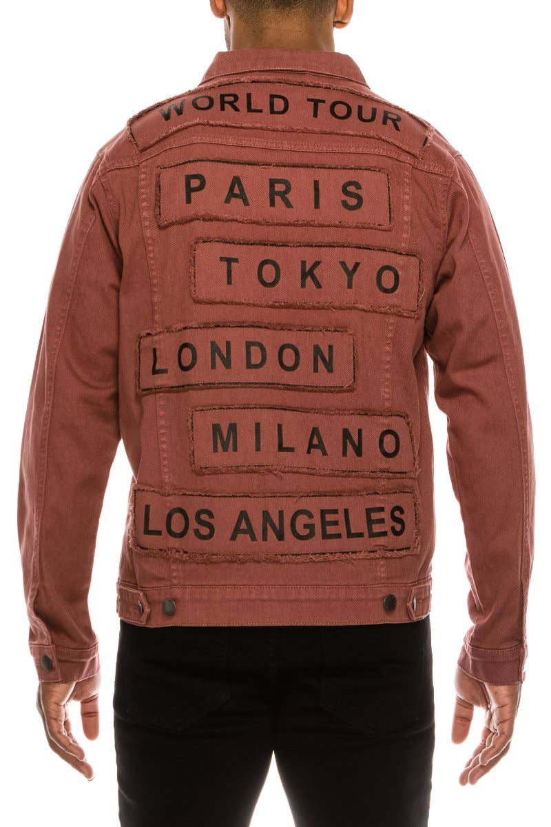 Men World Tour Colored Denim Jacket (7921682481379)