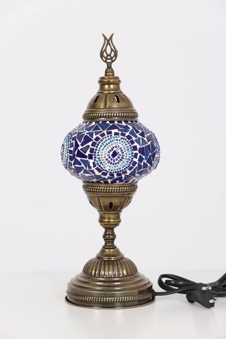 KAFTHAN - Turkish Moroccan Mosaic Glass Table Lamp Blue Center Circle (7802954612963)