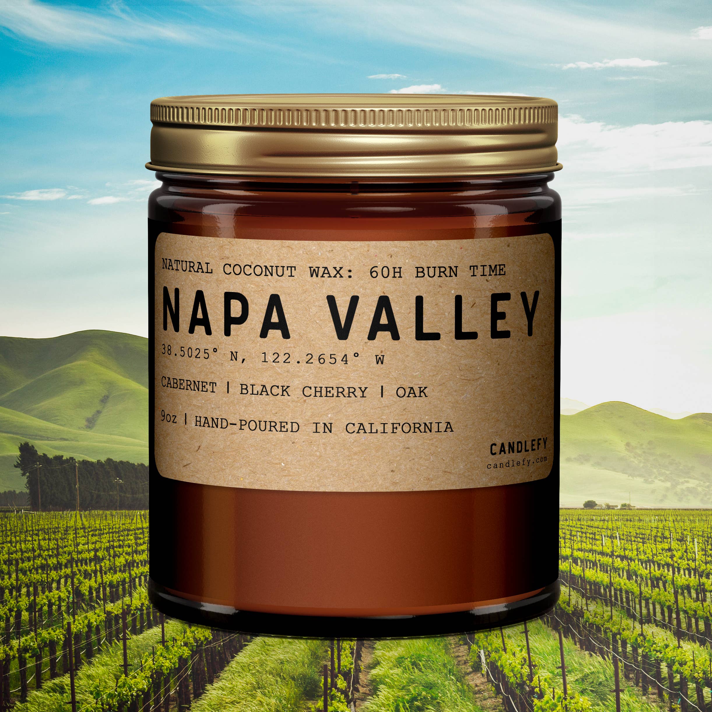 Candlefy - Napa Valley California Wine Candle Natural Coconut Soy Wax (7799000072419)