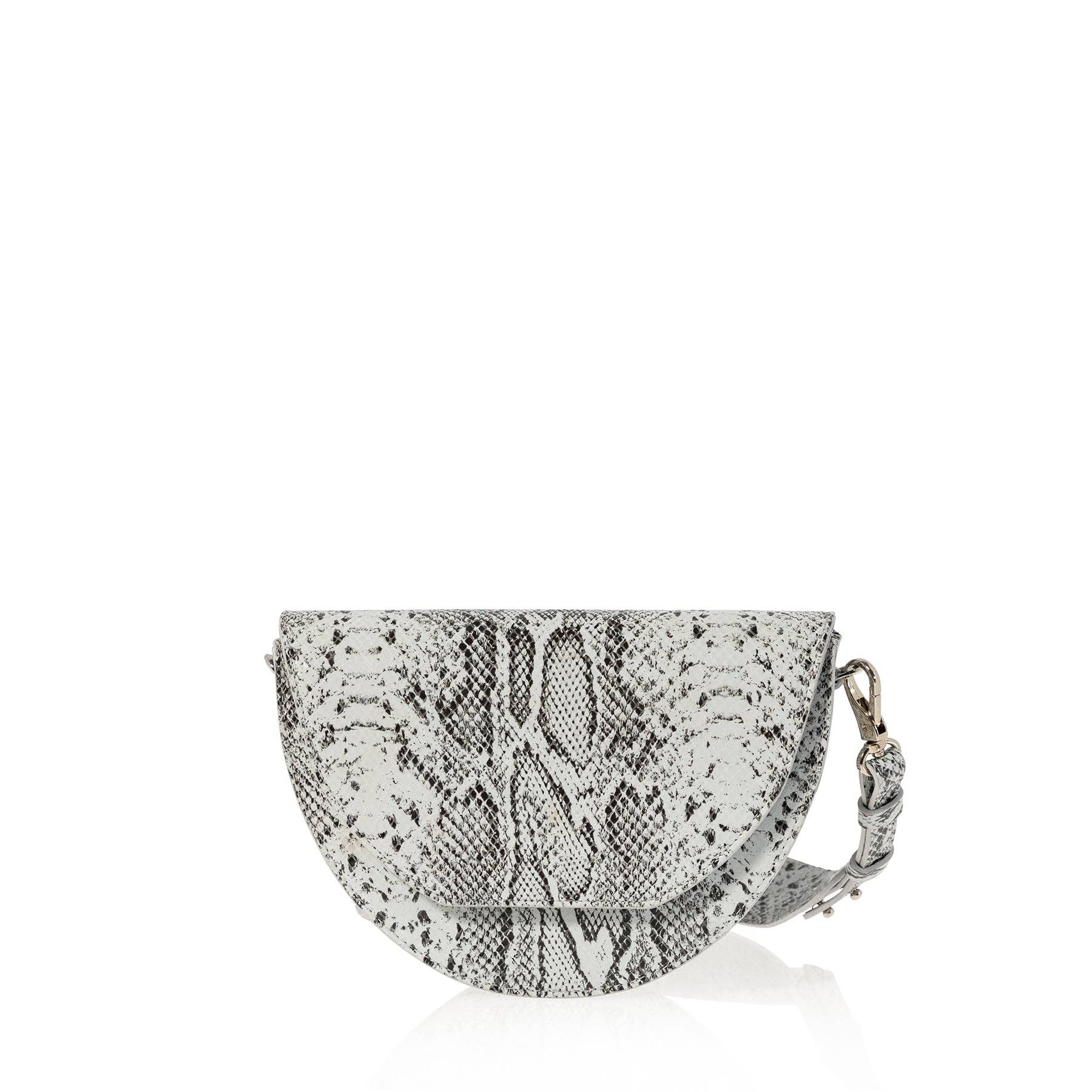 Lune Saddle Bag (Grey Snake-Print) (7921713414371)