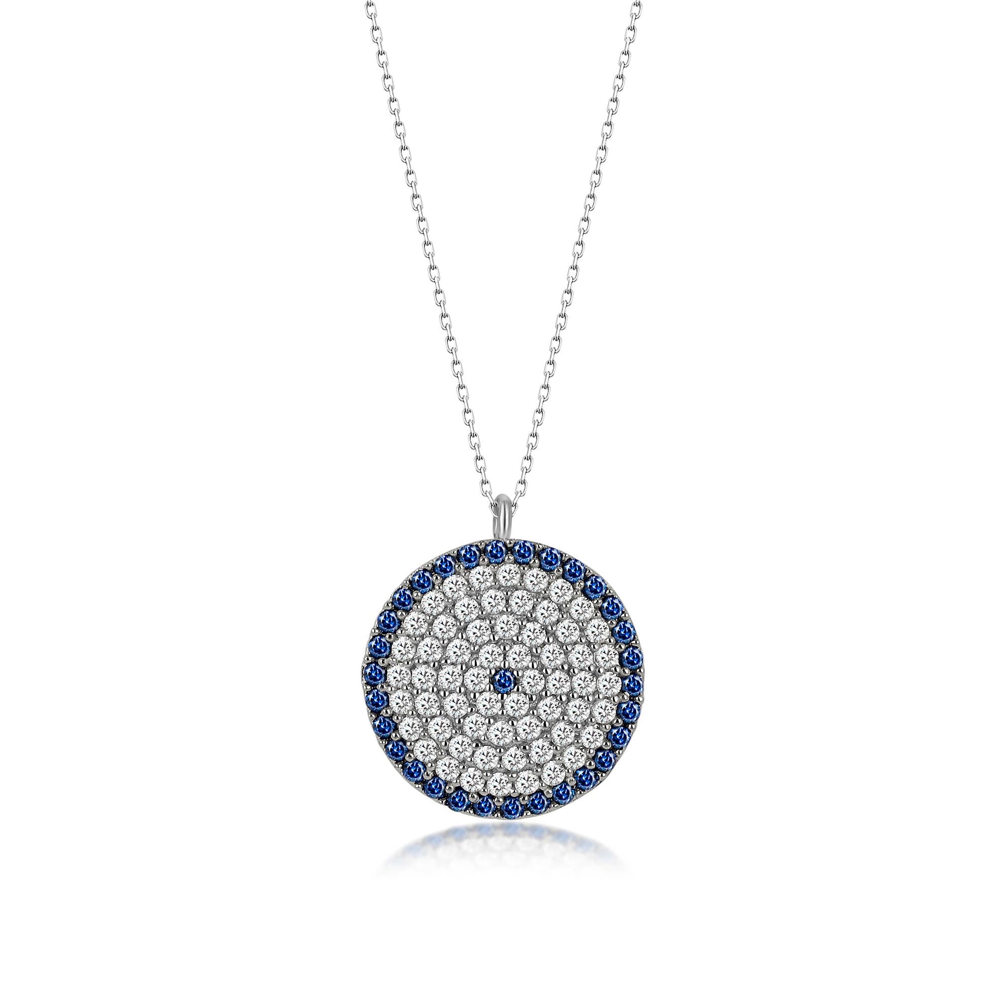 KAFTHAN - Sterling Silver Round Evil Eye Necklace (7802958151907)