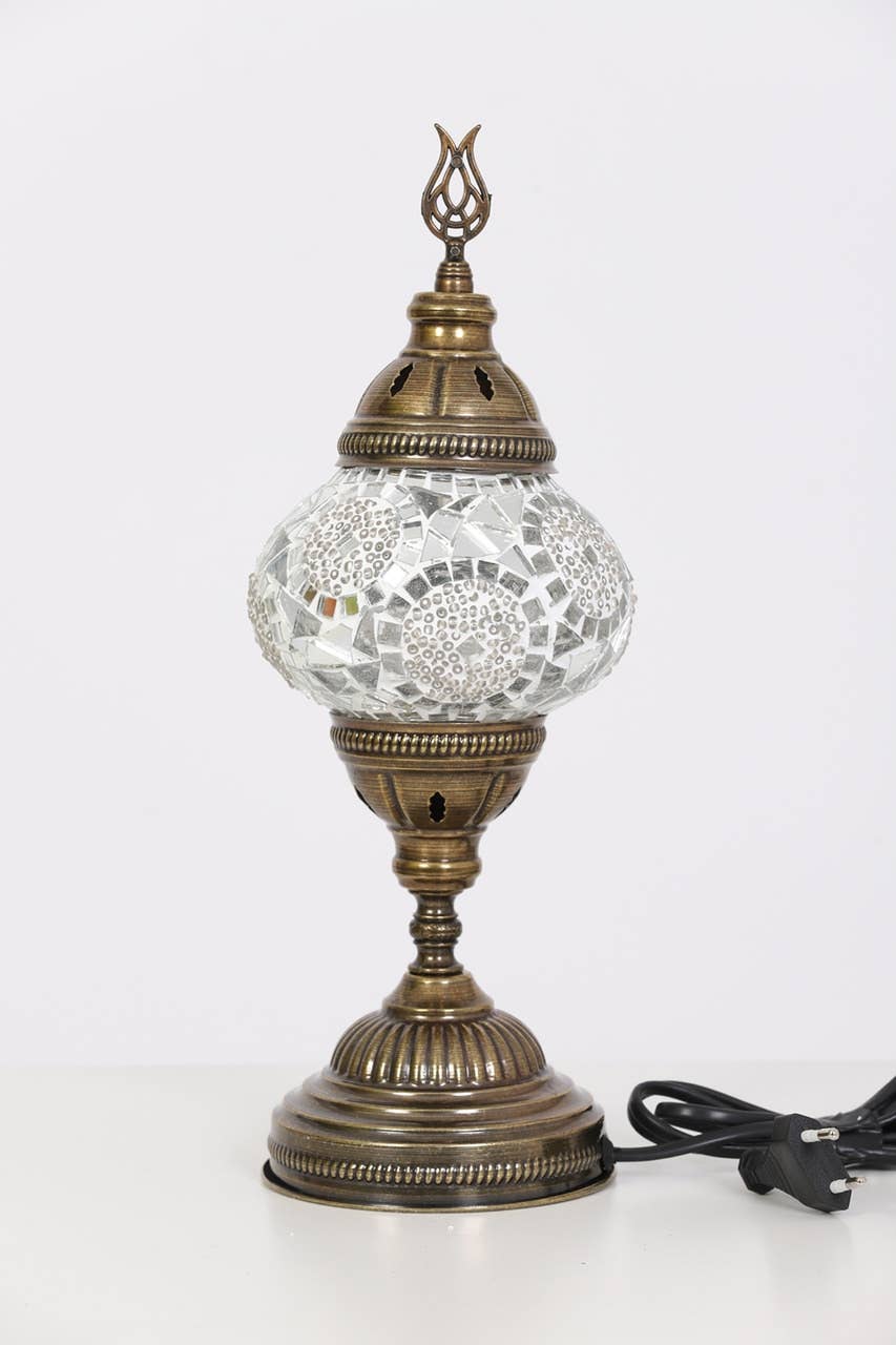 KAFTHAN - Turkish Moroccan Mosaic Glass Lamp White Separated Circles (7802954383587)