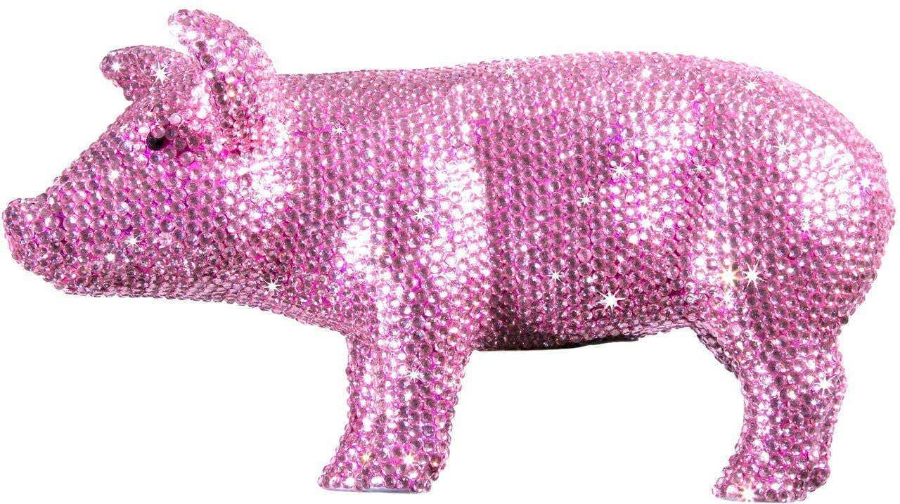 Pink Rhinestone Piggy Bank - 12"long (7921705189603)