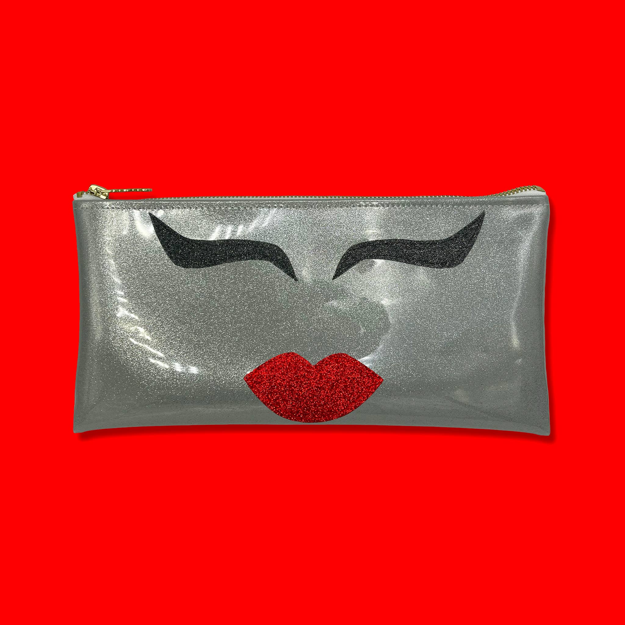 The Makeup Face Glitter Vinyl Clutch & Sparkly Makeup Bag! (7843023159523)
