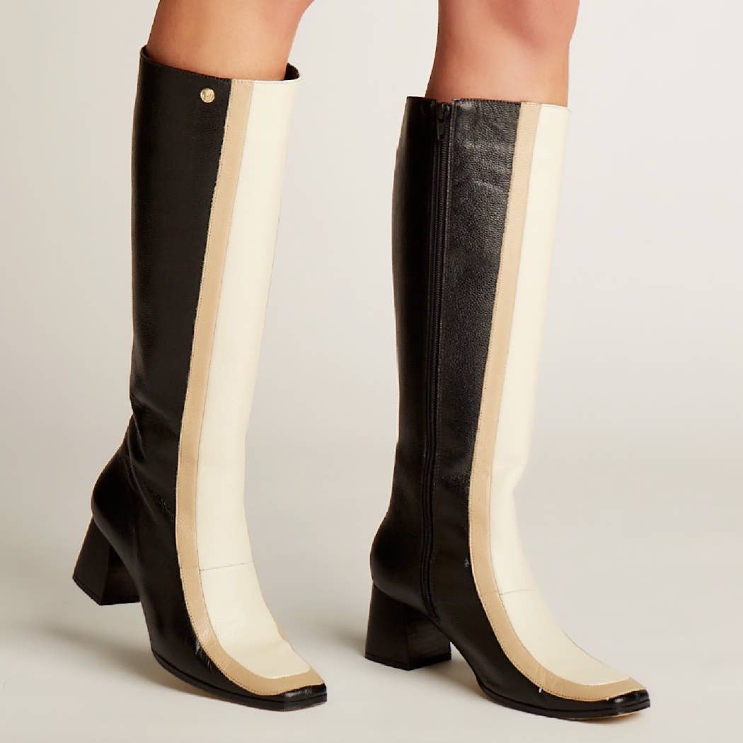 Revival boots in black/tan arequipe/ivory leather (7921704009955)